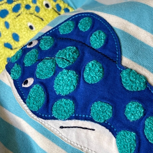 Boden Blue Striped Kids Shirt with Colorful Sea Creatures - Picture 11 of 13